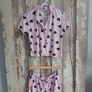 Charming Pink Heart Pajama Set